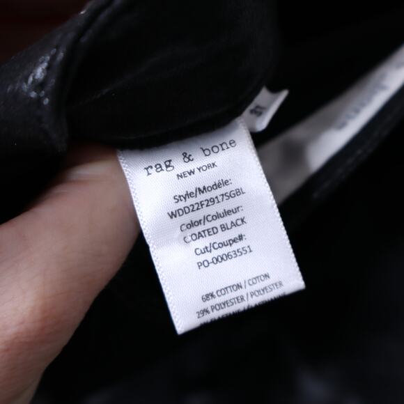 RAG & BONE Casey High Rise Ankle Flare Jean Coated Black 5-Pocket Women's 31 - Picture 15 of 16